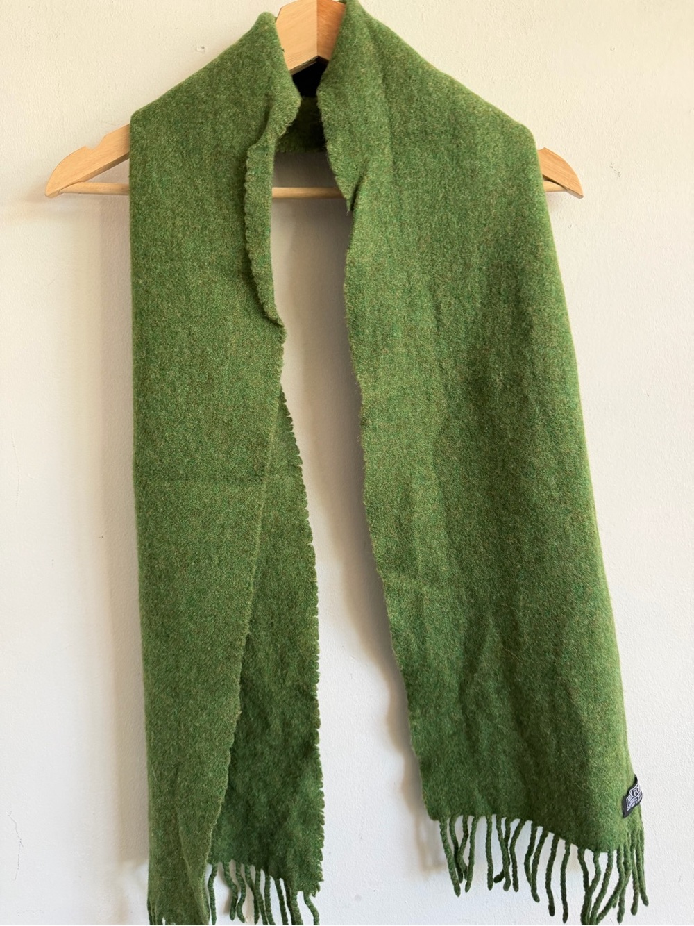 Oxford Green Wool Blend Scarf with Fringe